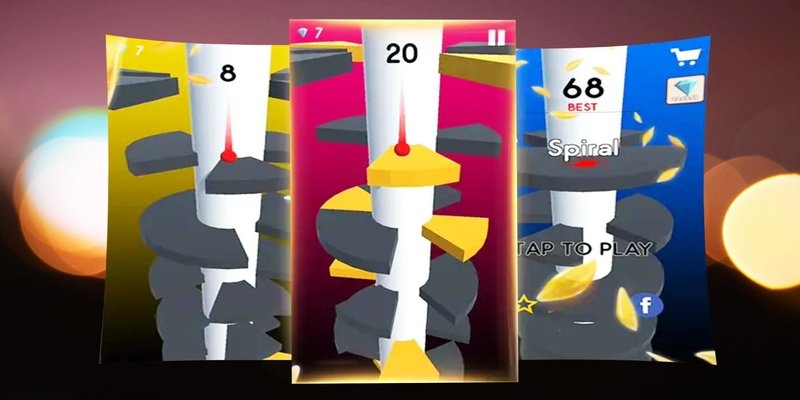 Jogos de quebra-cabeça como Helix Jump